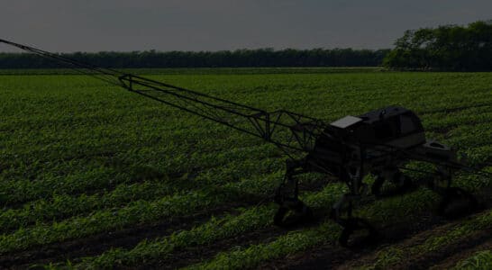 Autonomous TerraClear TerraScout farm robot capturing high-resolution field images for AI-powered rock detection and precision farming