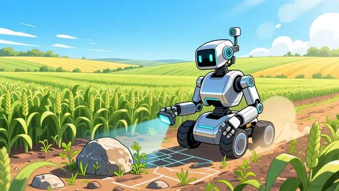 Robot scouting for rocks and weeds in a field