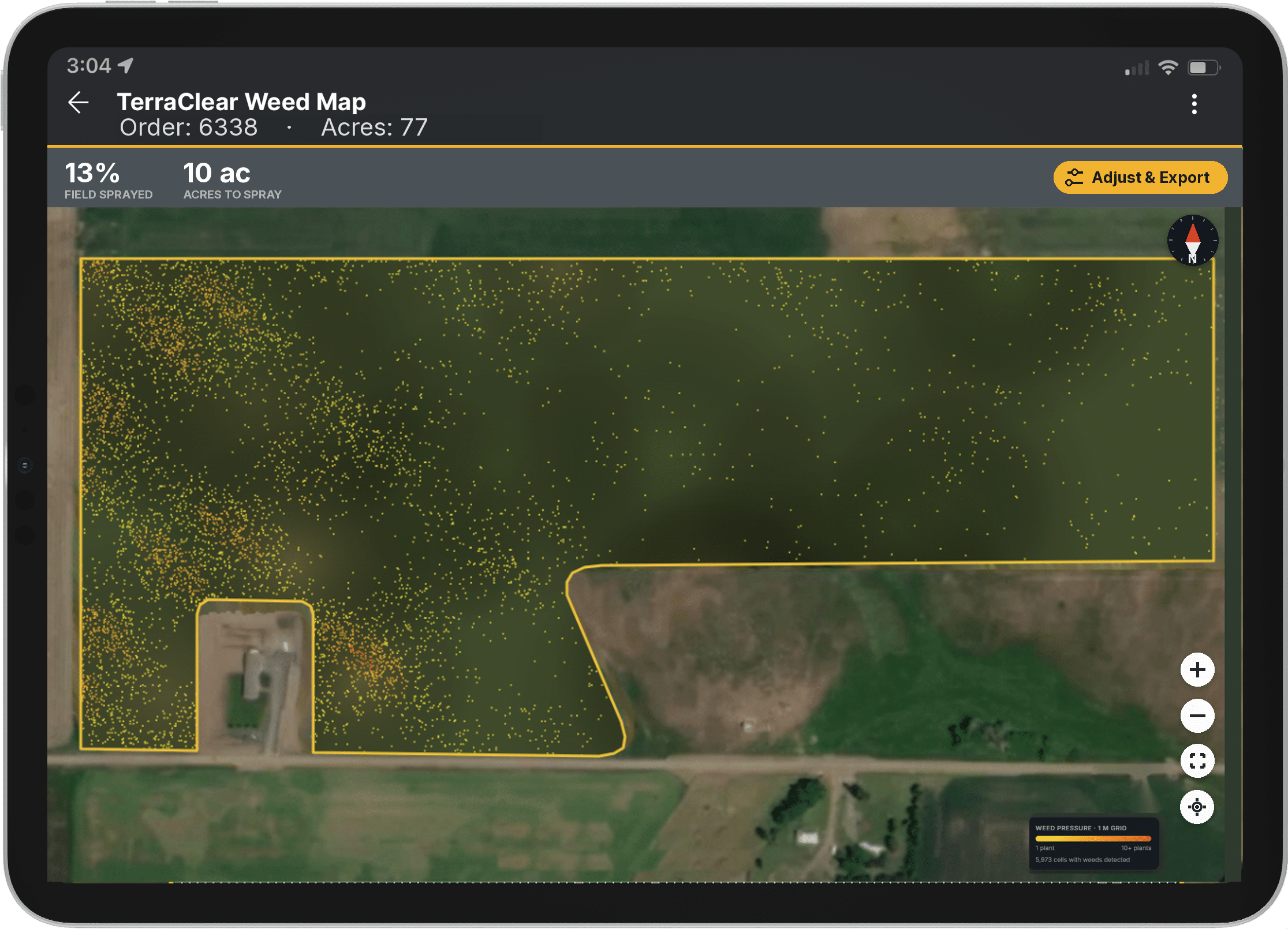 TerraClear Weed Map on iPad
