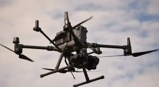 DJI Matrice RTK mapping drone in flight, the aircraft used to capture imagery for a TerraClear Rock Map