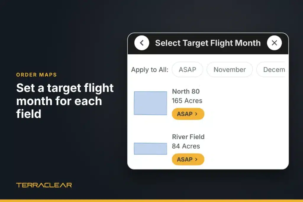 Choosing ASAP or a target flight month for each field in a TerraClear Rock Map order